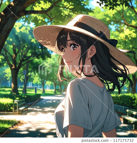 戴草帽的婦女 117175732