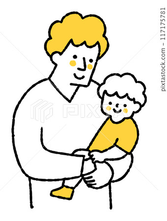 Smiling father holding his little boy 117175781