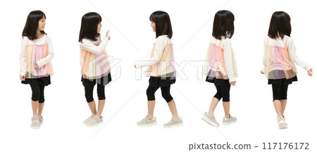 Elementary school girl's daily life full body cutout Elementary school girl's daily life full body cutout 117176172