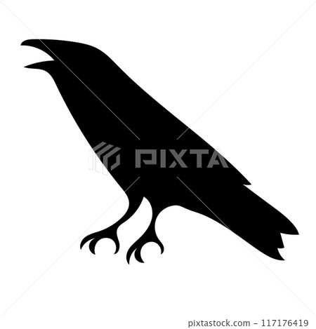 Bird Raven Crow Black Silhouette for Icon. 117176419