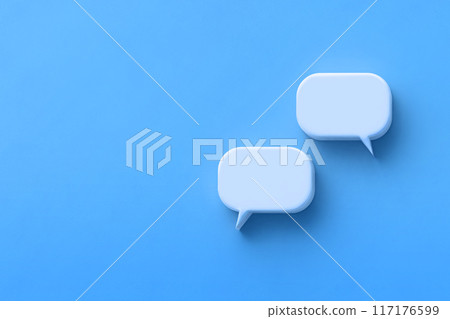 三維語音氣泡的藍色背景特色圖像 三維語音氣泡的藍色背景特色圖像 117176599