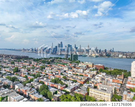 Aerial View of Hoboken and Manhattan Skyline Aerial View of Hoboken and Manhattan Skyline 117176806