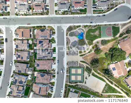 Aerial view of big houses community in Escondido, California 117176840