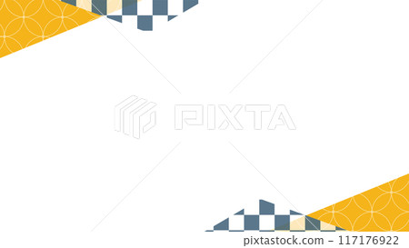 Yellow and navy blue Japanese pattern frame 117176922