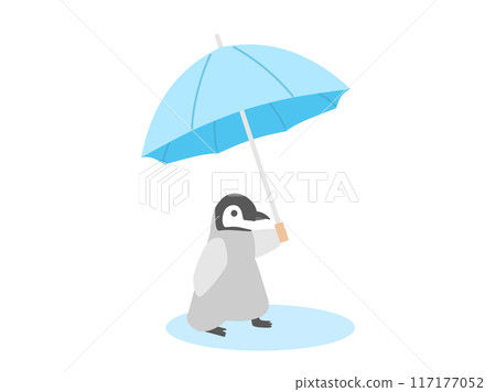 Illustration of a penguin holding an umbrella 117177052