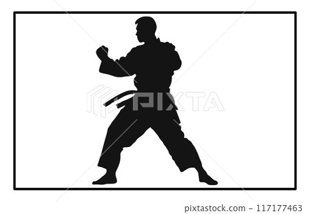 Karate Male Silhouette - Dynamic Martial Arts Pose Illustration and Clipart Karate Male Silhouette - Dynamic Martial Arts Pose Illustration and Clipart 117177463