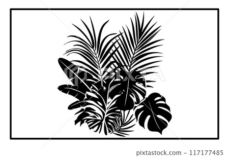 Jungle Leaves Silhouette - Tropical Foliage Illustration and Nature Clipart 117177485