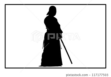 Kendo Silhouette Set - Traditional Japanese Martial Arts Illustration and Clipart 117177503