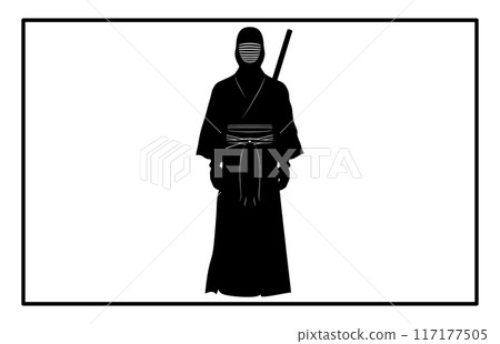 Kendo Silhouette Set - Traditional Japanese Martial Arts Illustration and Clipart 117177505