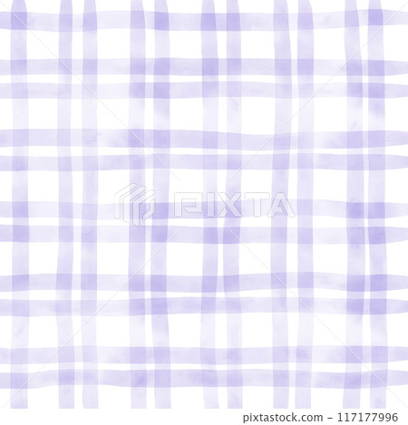 Purple Plaid Gingham Check Hand Drawn Background Overlay 117177996