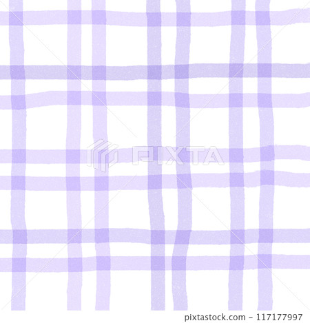 Purple Plaid Gingham Check Hand Drawn Background Overlay 117177997