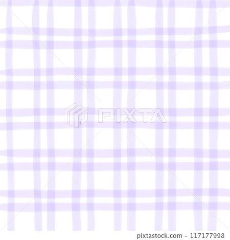 Purple Plaid Gingham Check Hand Drawn Background Overlay 117177998