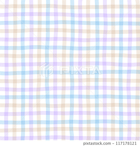 Beige Purple Blue Gingham Check Hand Drawn Background Overlay 117178121