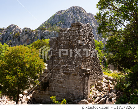 Ruined gymnasium and baths building in Termessos 117178260