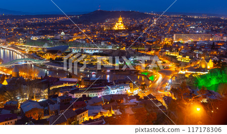 Night view of Tbilisi, capital of Georgia Night view of Tbilisi, capital of Georgia 117178306