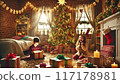 Kids opening Christmas presents 117178981
