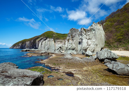 [Sai Village, Shimokita Peninsula, Aomori Prefecture] Hotokegaura is a paradise of strangely shaped rocks of all sizes 117179318