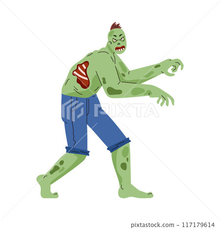 Vector illustration of a green zombie, great for Halloween themed badges. 117179614