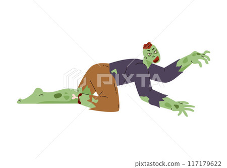 Vector illustration of a zombie without a leg with that crawls in search of prey 117179622