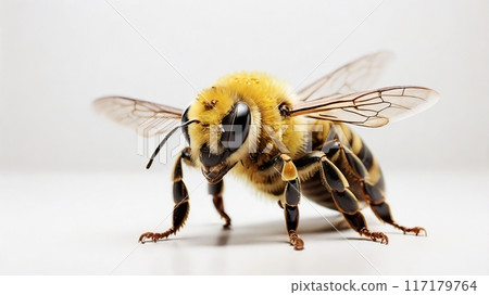 close up of a bee on a white background 117179764