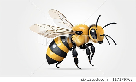 close up of a bee on a white background 117179765