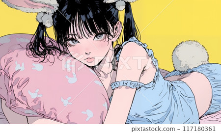 Bunny Girl: Watching the moon in bunny ear cosplay 117180361
