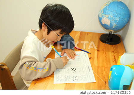 A boy studying 117180395