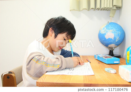 A boy studying 117180476