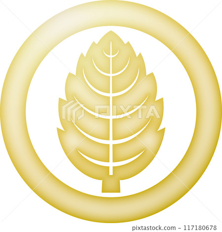Family crest: A single oak leaf in a circle [gold] 117180678