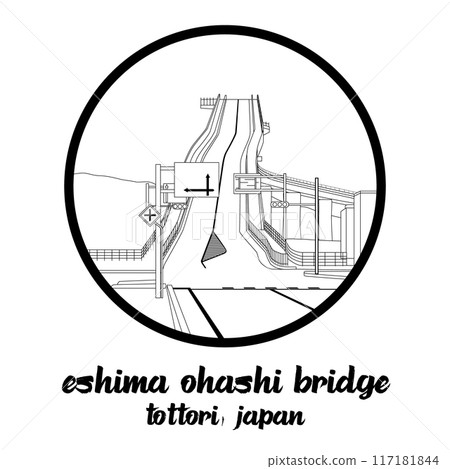 Circle Icon Eshima Ohashi Bridge. Vector illustration 117181844