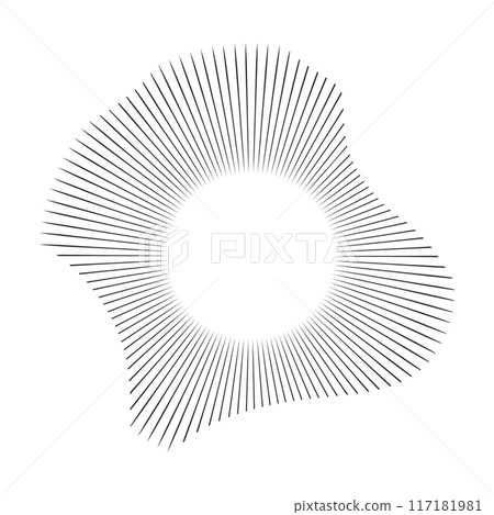 Concentric audio rhythm line radial circle sound wave dynamic set. Radial signal, pulse or vibration element. Depicting audio music. Concentric audio rhythm line radial circle sound wave dynamic set. Radial signal, pulse or vibration element. Depicting audio music. 117181981
