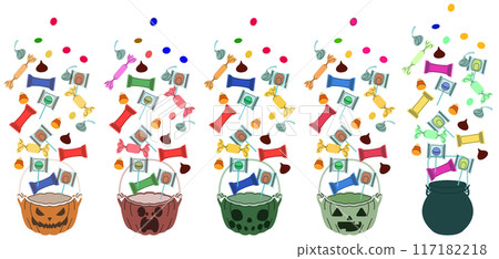 Halloween pot full of sweets Halloween pot full of sweets 117182218