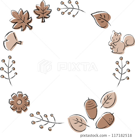 Autumn hand-drawn illustration frame brown Autumn hand-drawn illustration frame brown 117182518