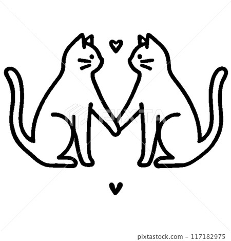Silhouette of a cat holding a heart Silhouette of a cat holding a heart 117182975