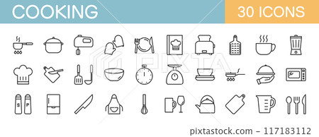 Kitchen and cooking related icon set Kitchen and cooking related icon set 117183112
