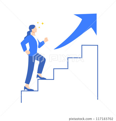 爬樓梯的女商人。職業發展的插圖 117183702