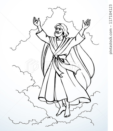 Vector drawing. Jesus ascends into heaven 117184123