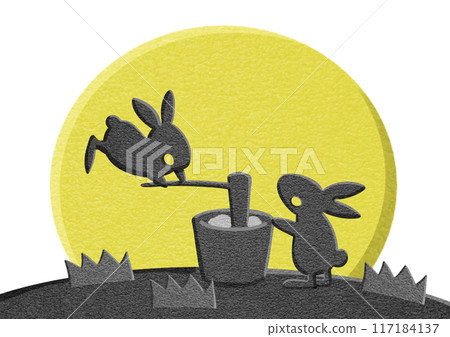 Paper-cut style illustration of the full moon 117184137