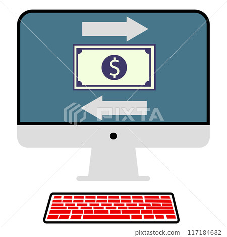 Computer money transfer icon. Bank transaction concept. flat style. 117184682