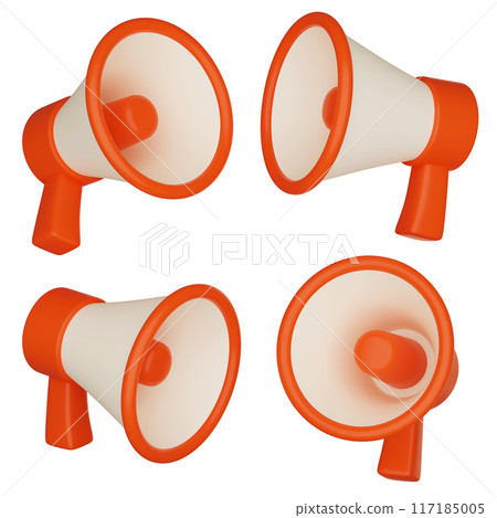 red color Megaphone Loud Speaker 3D graphic 117185005