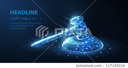 Gavel hammer. Law judge, digital justice, legal concept, justice system 117185016