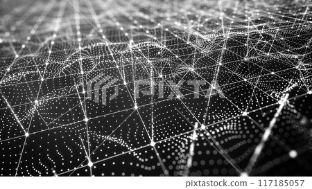 Geometry technology connection mesh abstract background, black and white theme 117185057