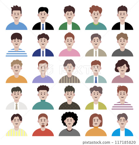 Young male character icon set - business & casual Young male character icon set - business & casual 117185820