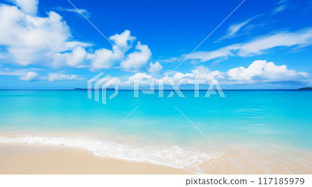 Clear turquoise sea with sand and bubbles on tropical beach and blue sky white cloud on summer holiday Clear turquoise sea with sand and bubbles on tropical beach and blue sky white cloud on summer holiday 117185979