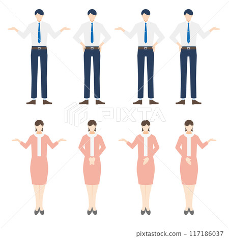 Full body illustration set of male and female businessmen Full body illustration set of male and female businessmen 117186037
