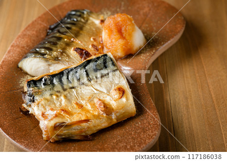 Grilled salted mackerel Grilled salted mackerel 117186038