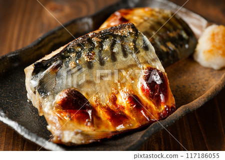 Grilled salted mackerel Grilled salted mackerel 117186055