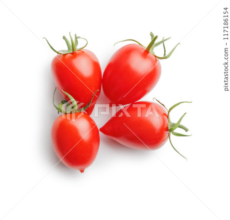 Red cherry tomatoes isolated on white background. 117186154