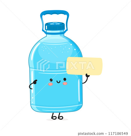 Cute funny Plastic Water Bottle poster character. Vector hand drawn cartoon kawaii character illustration. Isolated white background. Plastic Water Bottle poster 117186549