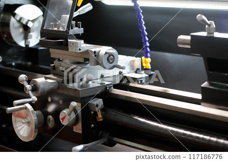 conventional metalworking lathe controls close up 117186776